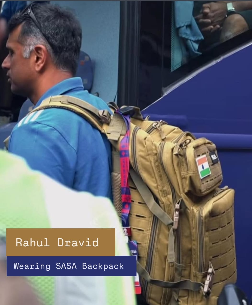 rahul dravid wearing sasa tactical backpack