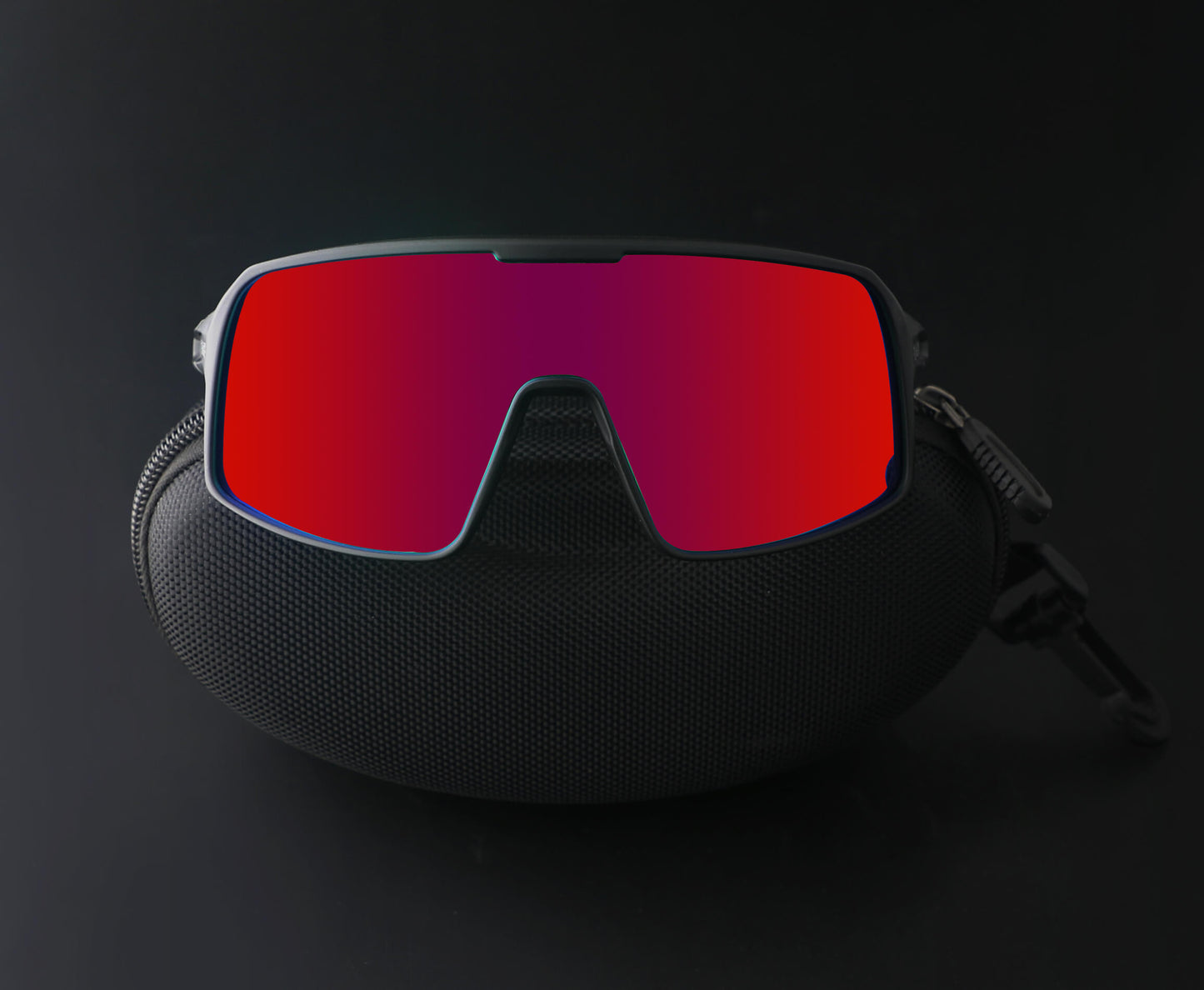 SASA Omega Black Frame Red Revo Lens Sports Sunglasses