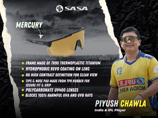 Piyush Chawla X Mercury Black Frame Copper Lens Revo Sports Sunglasses
