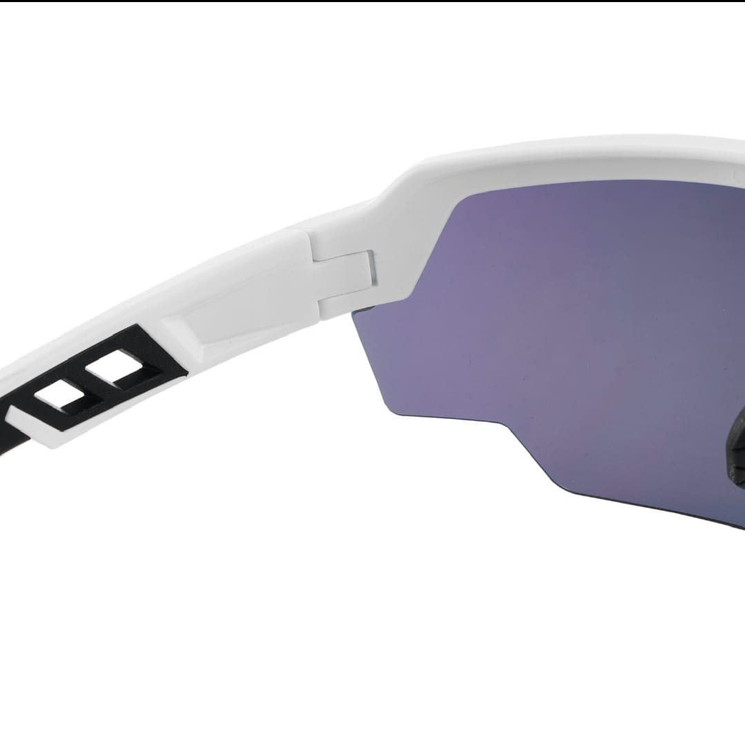 SASA Raptor Matte White Frame Blue Revo Lens Sports Sunglasses