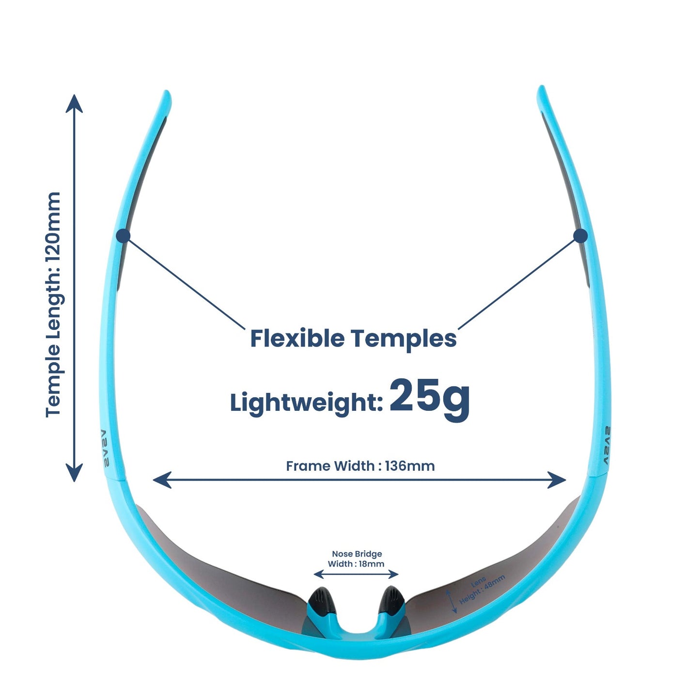 SASA Hawkeye Matte Turquoise Blue Frame Red Revo Lens Sports Sunglasses