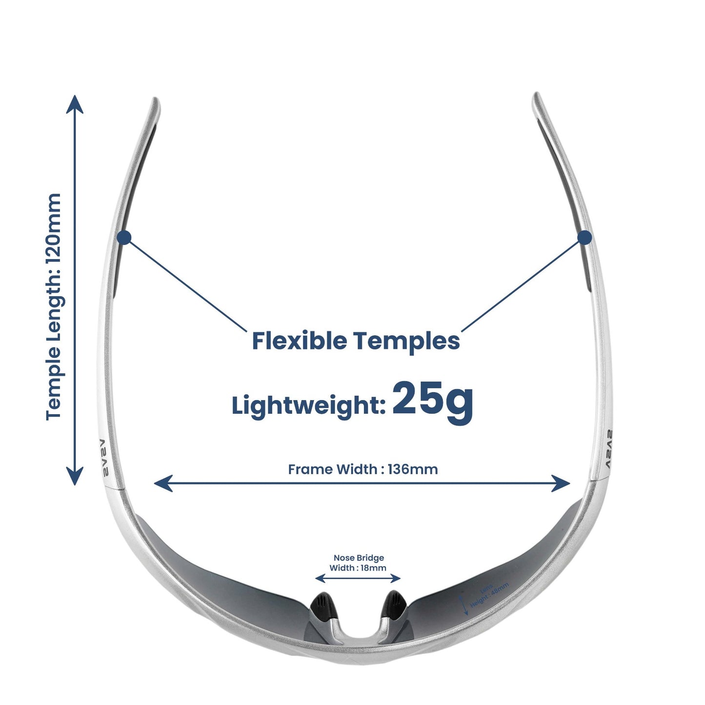 SASA Matte Silver Frame Ice Blue Revo Lens Sports Sunglasses