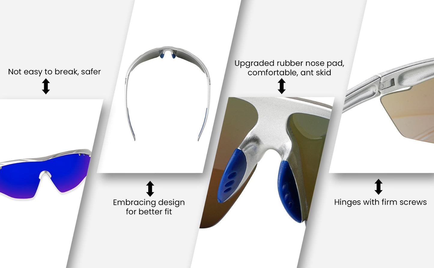 SASA Hawkeye Matte Silver Frame Blue Revo Lens Sports Sunglasses