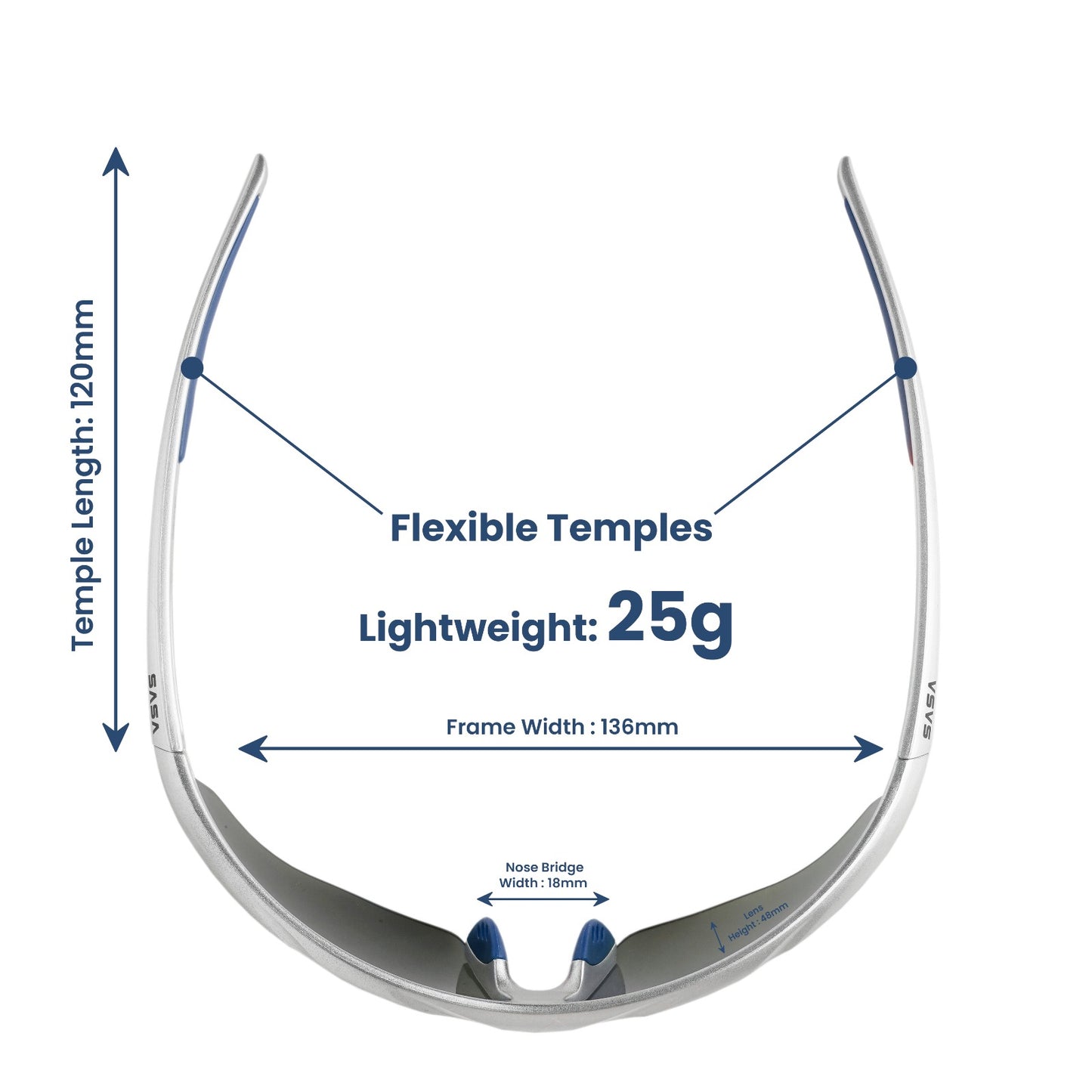 SASA Matte Silver Frame Red Revo Lens Hawkeye Sports Sunglasses