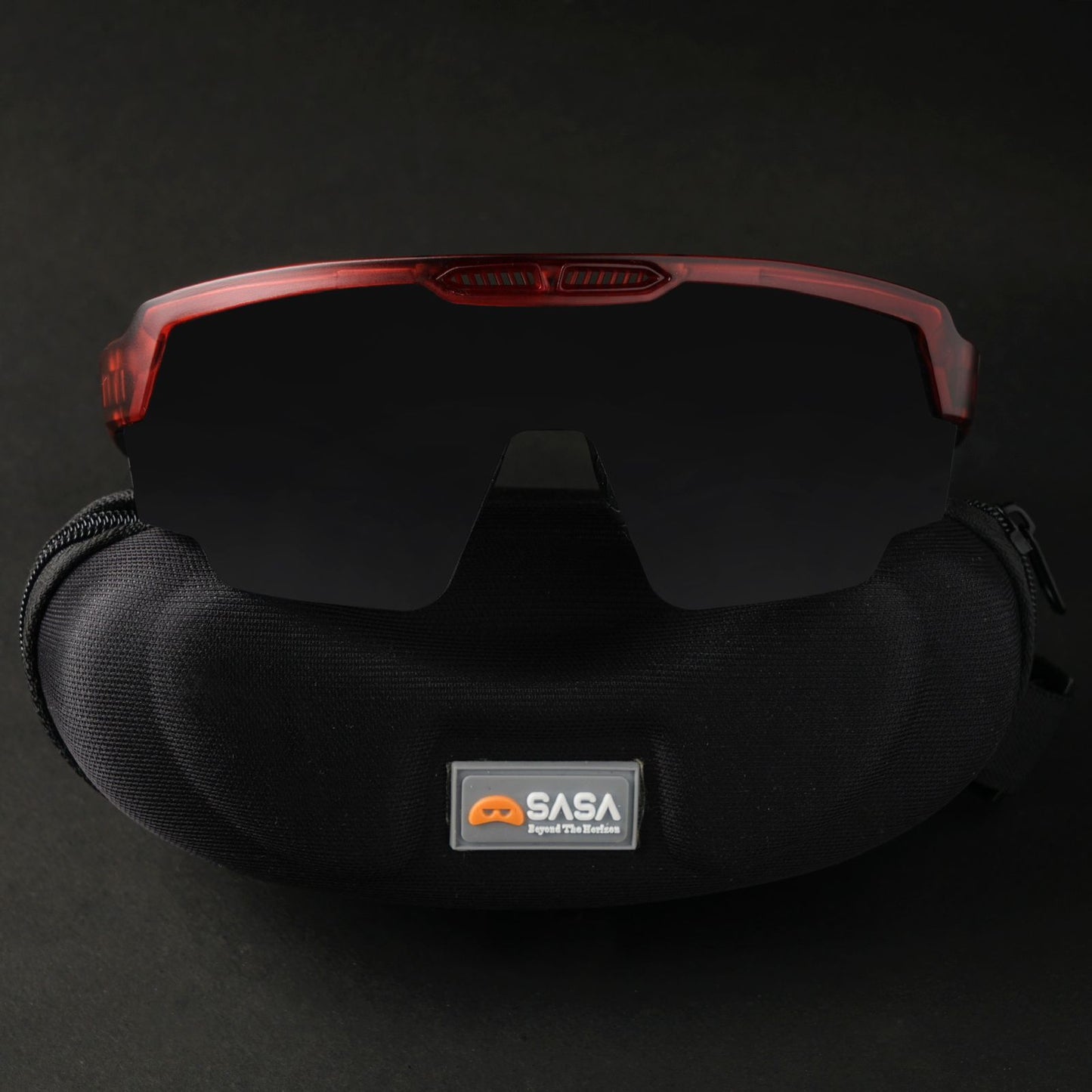 SASA Raptor Translucent Red Frame Black Smoke Lens Sports Sunglasses