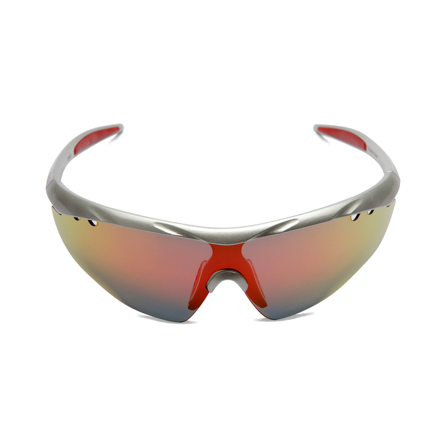 SASA Matte Silver Frame Red Revo Lens Hawkeye Sports Sunglasses