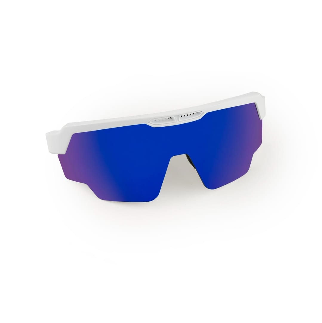 SASA Raptor Matte White Frame Blue Revo Lens Sports Sunglasses