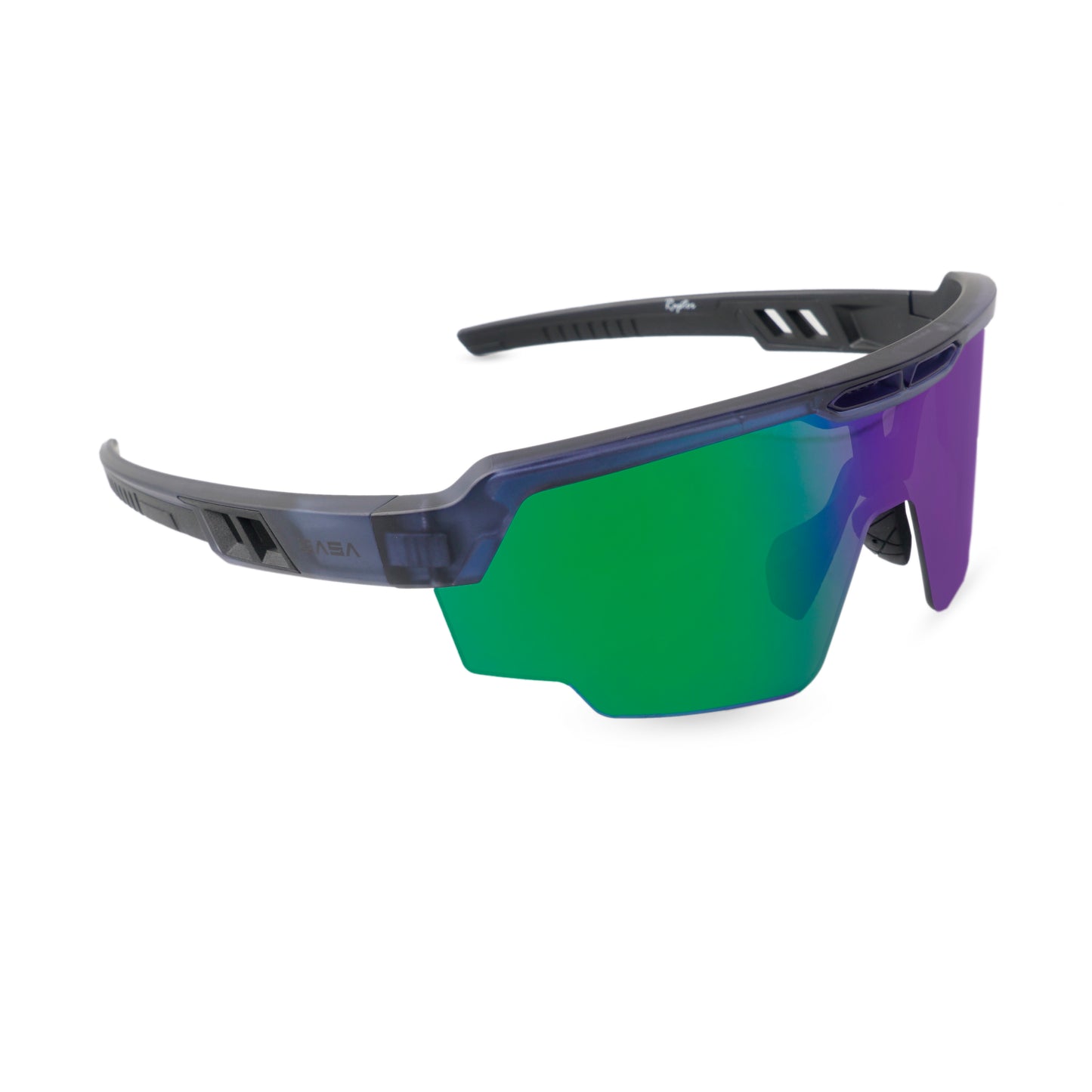 Piyush Chawla X SASA Raptor Translucent Blue Frame Green Revo Lens Sports Sunglasses