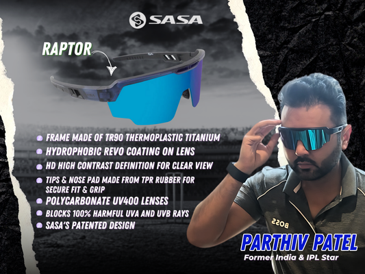 Parthiv Patel X Translucent Blue Frame Ice Blue Revo Lens Sports Sunglasses