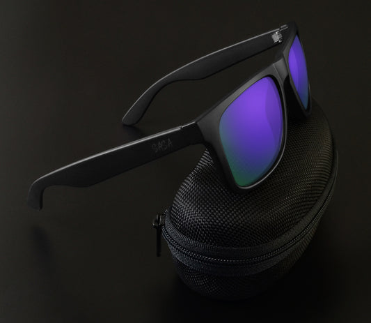 Wayfarer Sunglasses for Men | Black Frame Purple Lens