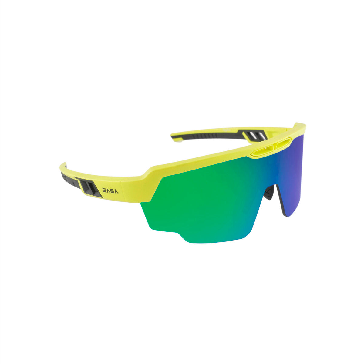 SASA Raptor Neon Yellow Frame Green Revo Lens Sports Sunglasses