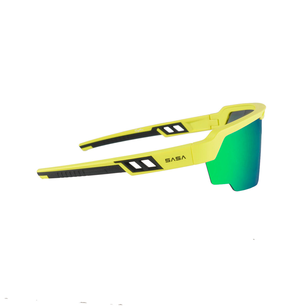 SASA Raptor Neon Yellow Frame Green Revo Lens Sports Sunglasses
