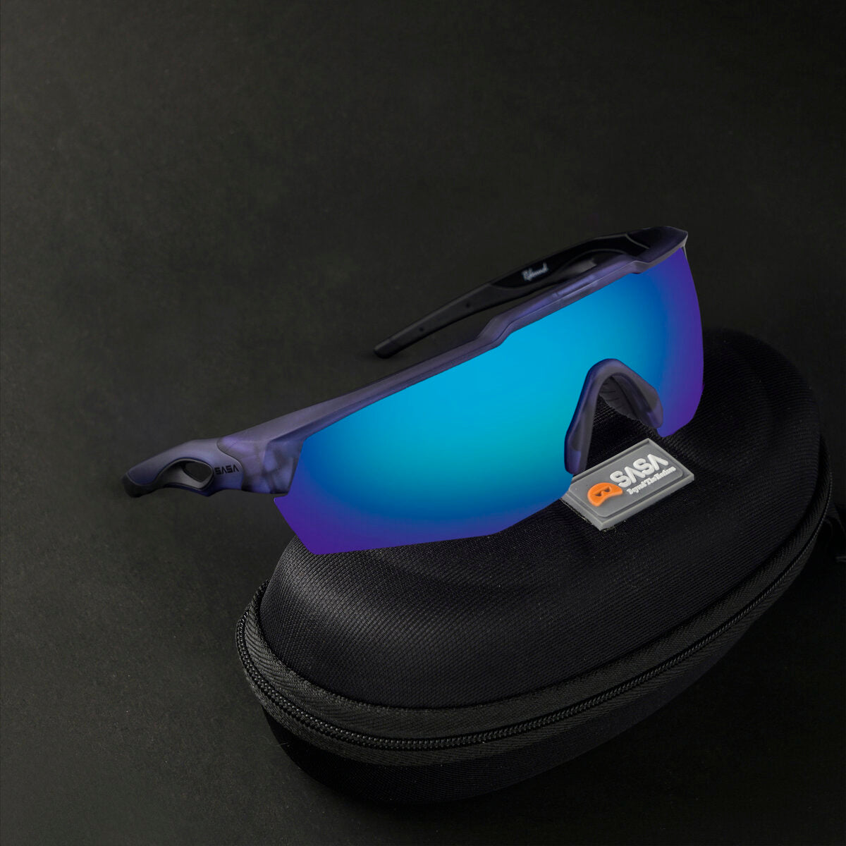 SASA Rebound Translucent Blue Frame Ice Blue Revo Lens Sports Sunglasses