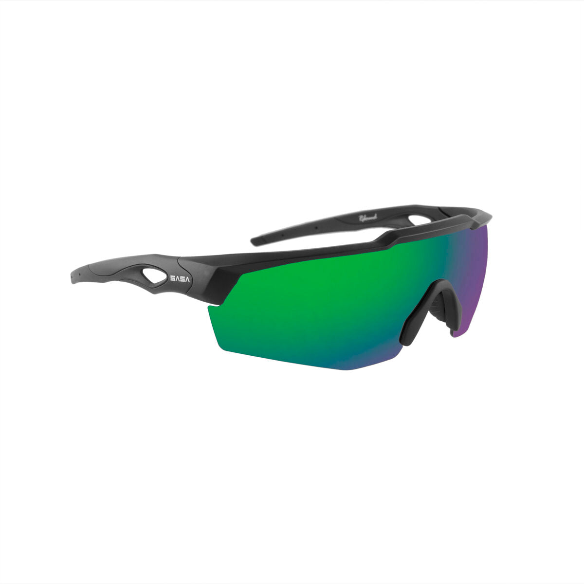 Rebound Matte Black Frame Green Revo Lens Sports Sunglasses