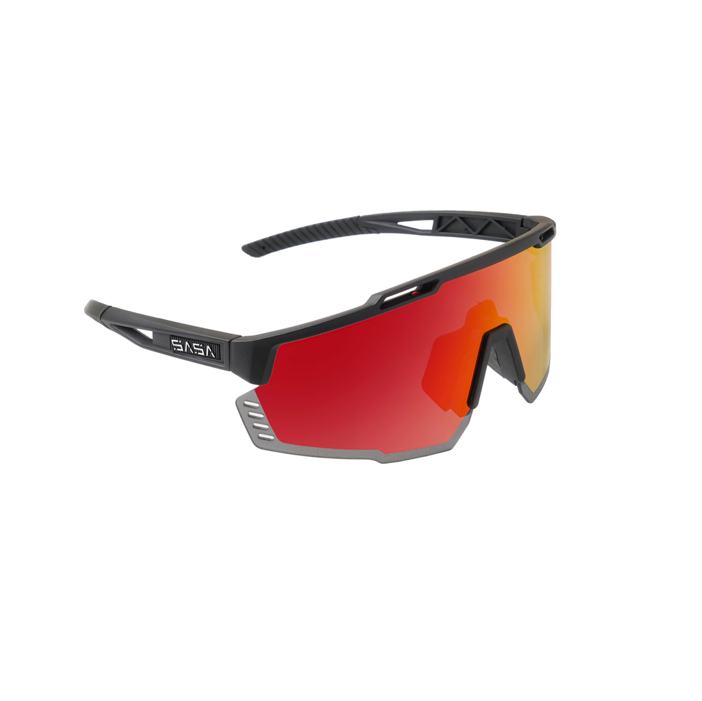 SASA Mercury Black Frame Red Revo Lens Sports Sunglasses