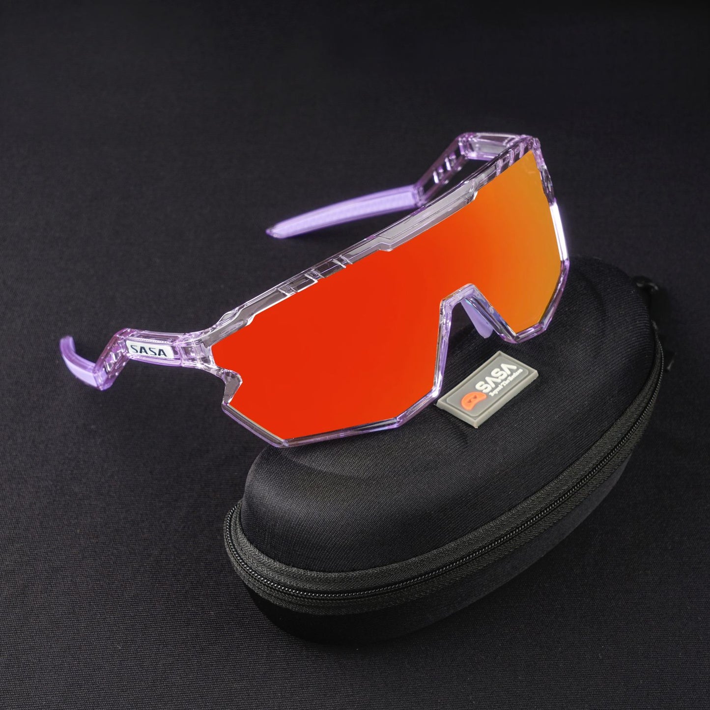 SASA Z Series Prismatic Purple Frame Red Revo Lens Sports Sunglasses