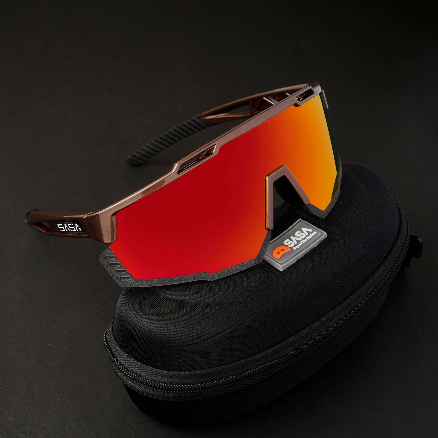 SASA Mercury Copper Frame Red Revo Lens Sports Sunglasses