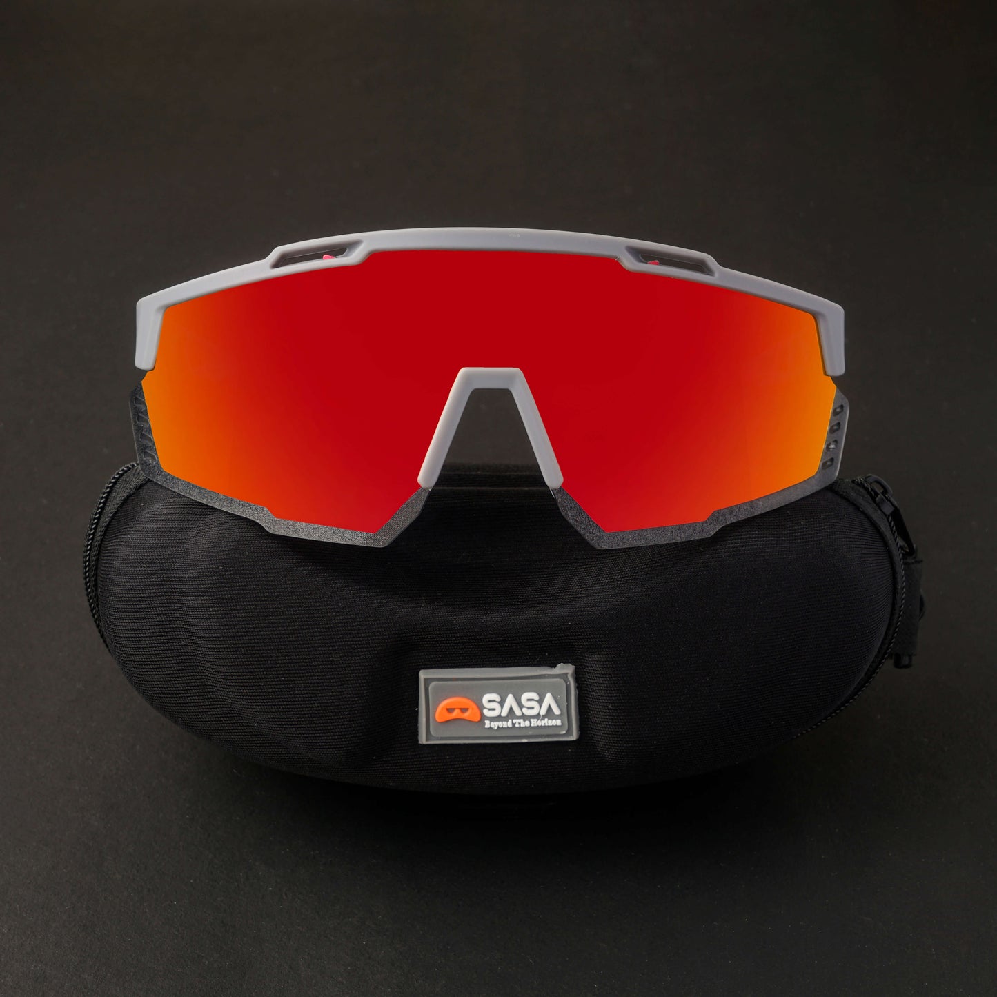 SASA Mercury Grey Frame Red Revo Lens Sports Sunglasses