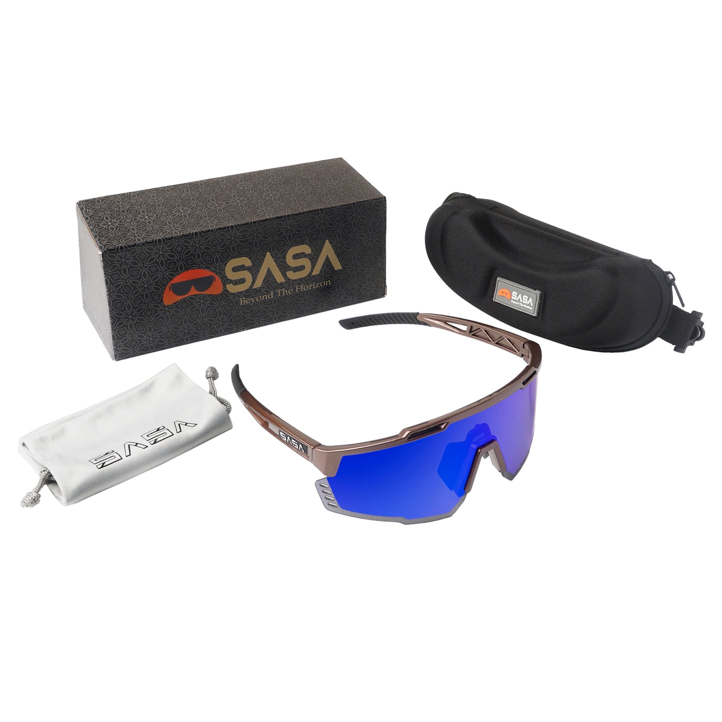 SASA Mercury Copper Frame Blue Revo Lens Sports Sunglasses