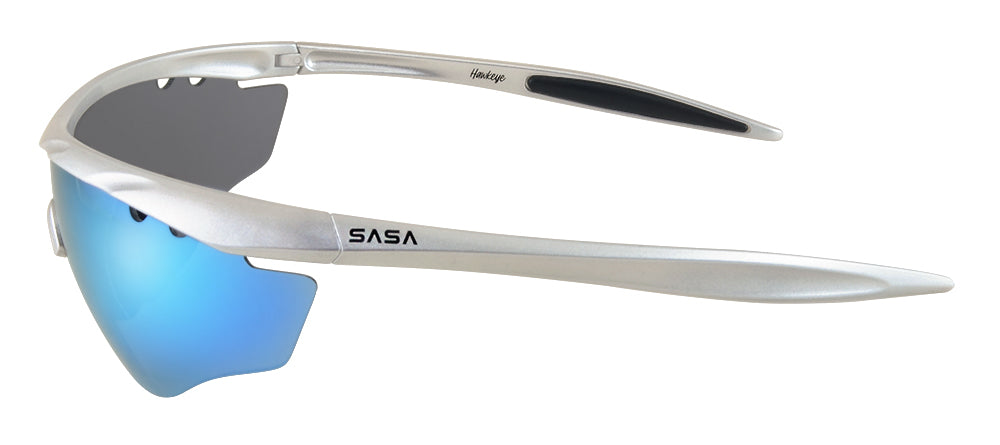 SASA Matte Silver Frame Ice Blue Revo Lens Sports Sunglasses