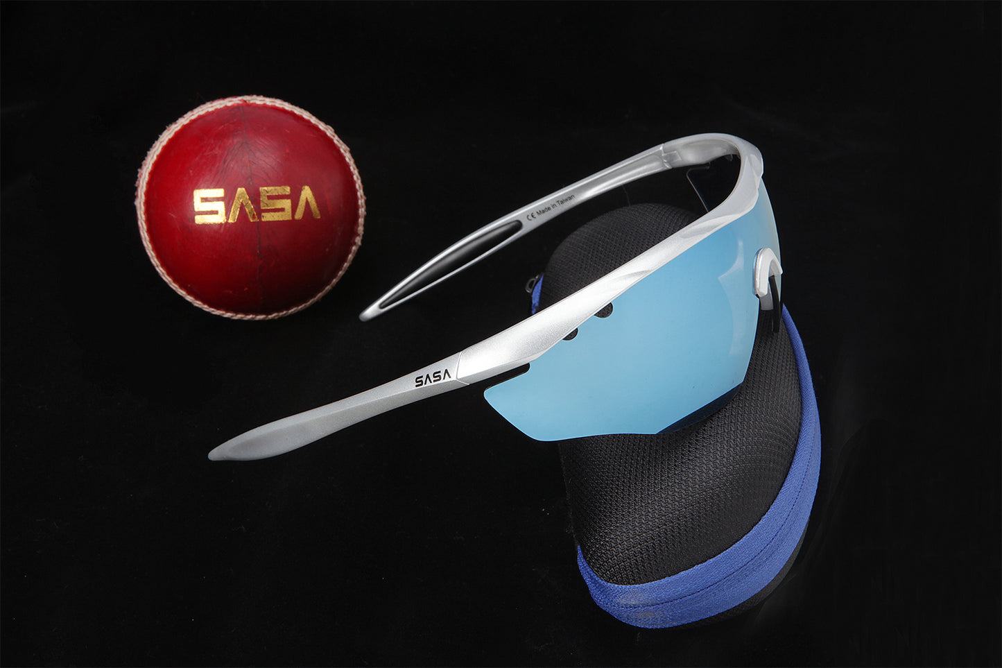 SASA Matte Silver Frame Ice Blue Revo Lens Sports Sunglasses