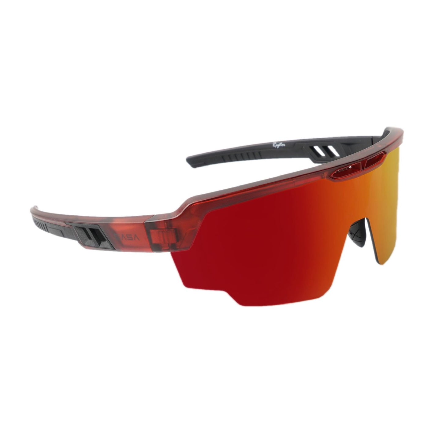SASA Raptor Translucent Red Frame Red Revo Lens Sports Sunglasses