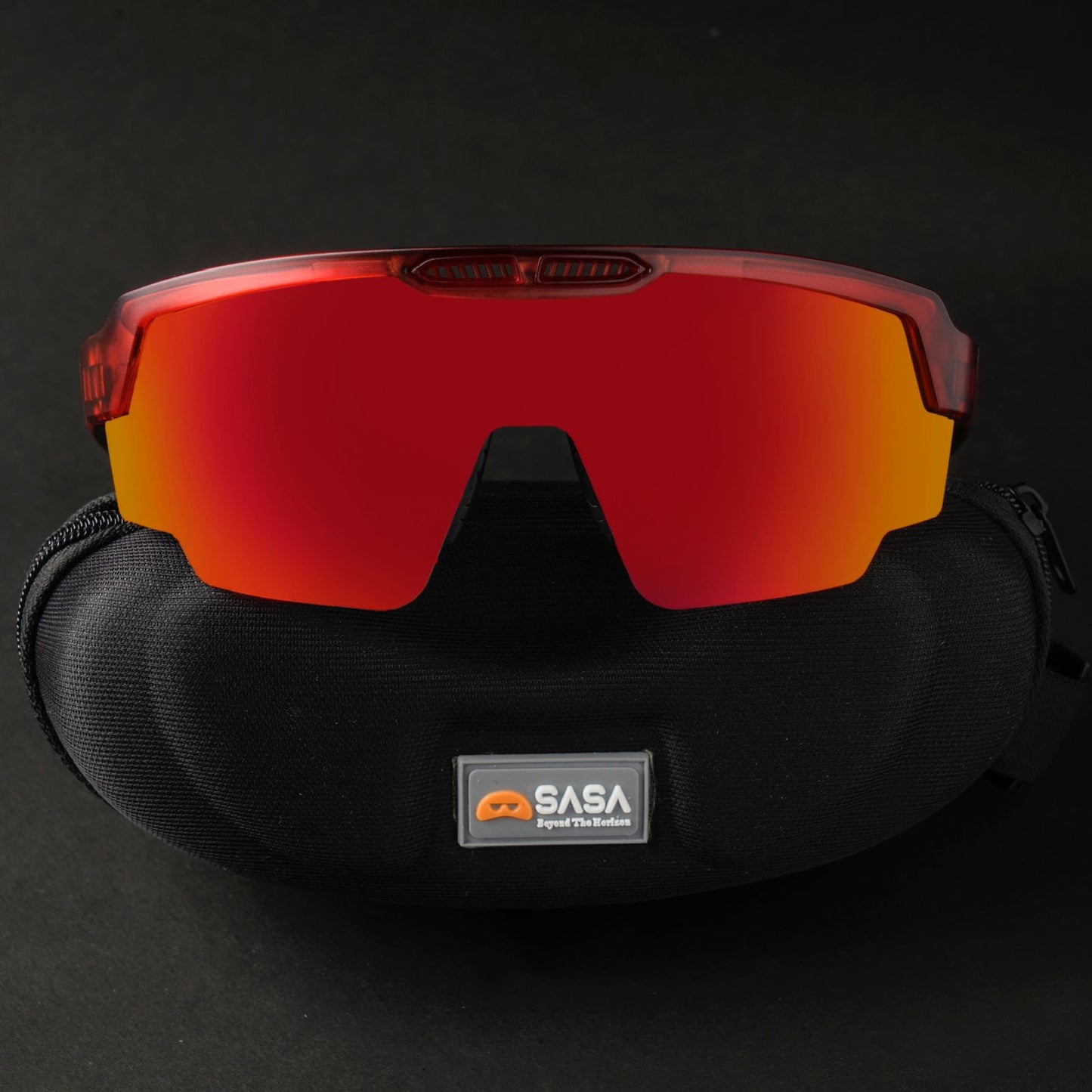 SASA Raptor Translucent Red Frame Red Revo Lens Sports Sunglasses