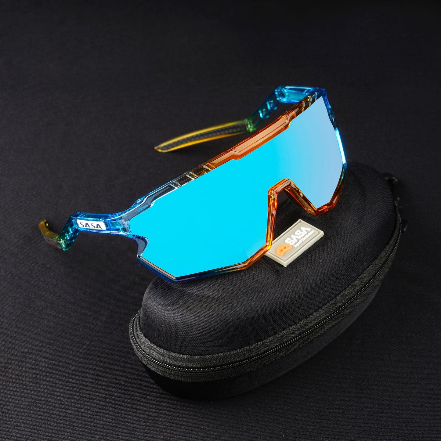 SASA Z Series Prismatic Blue / Orange Frame with Ice Blue Revo Lens