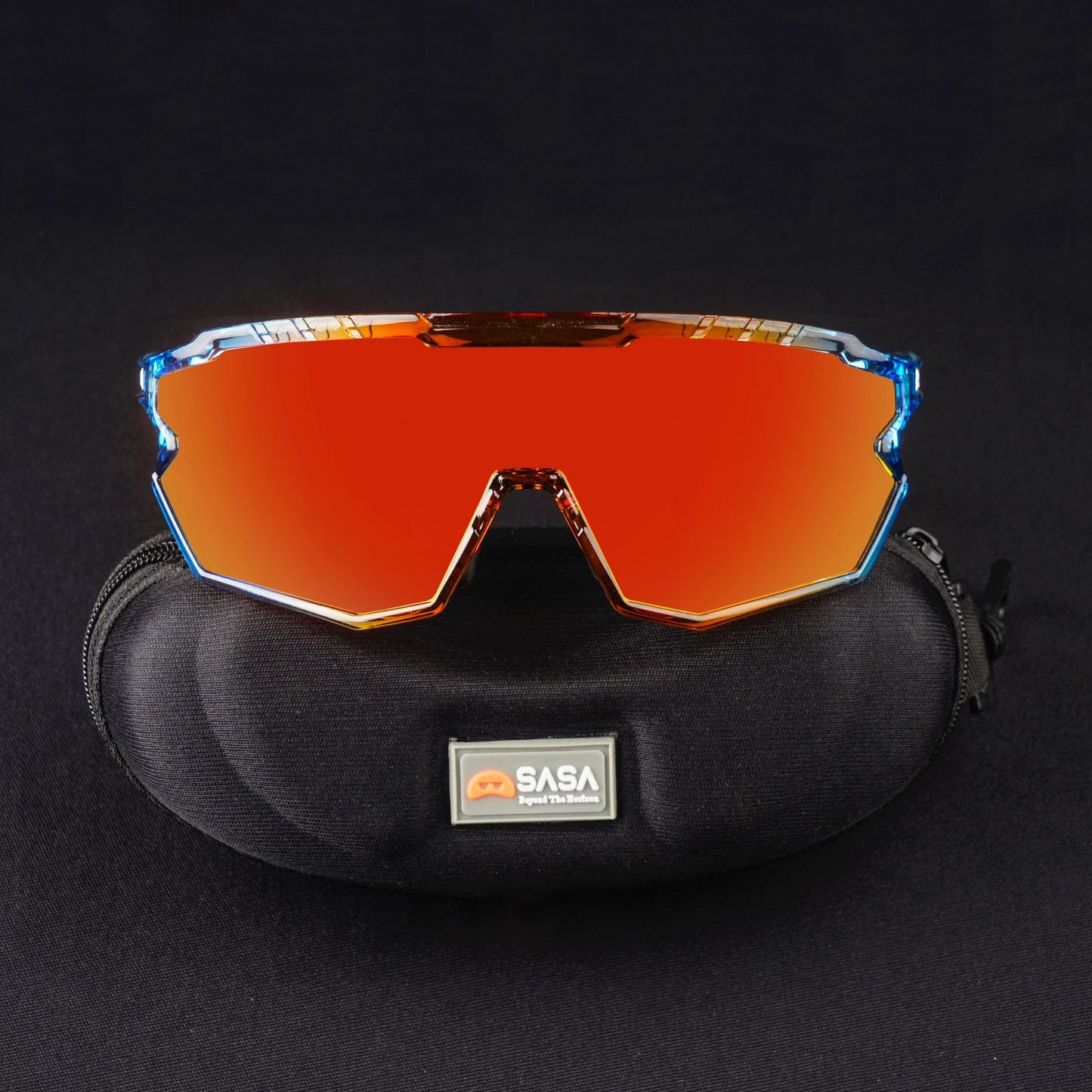 SASA Z Series Prismatic Blue / Orange Frame Red Revo Lens Sports Sunglasses