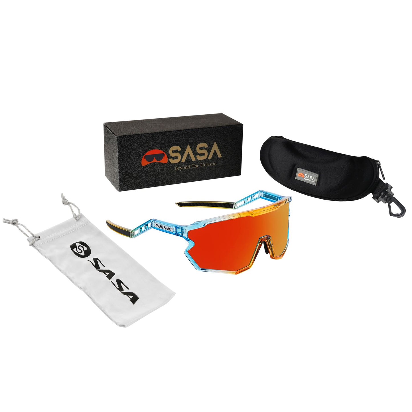 SASA Z Series Prismatic Blue / Orange Frame Red Revo Lens Sports Sunglasses