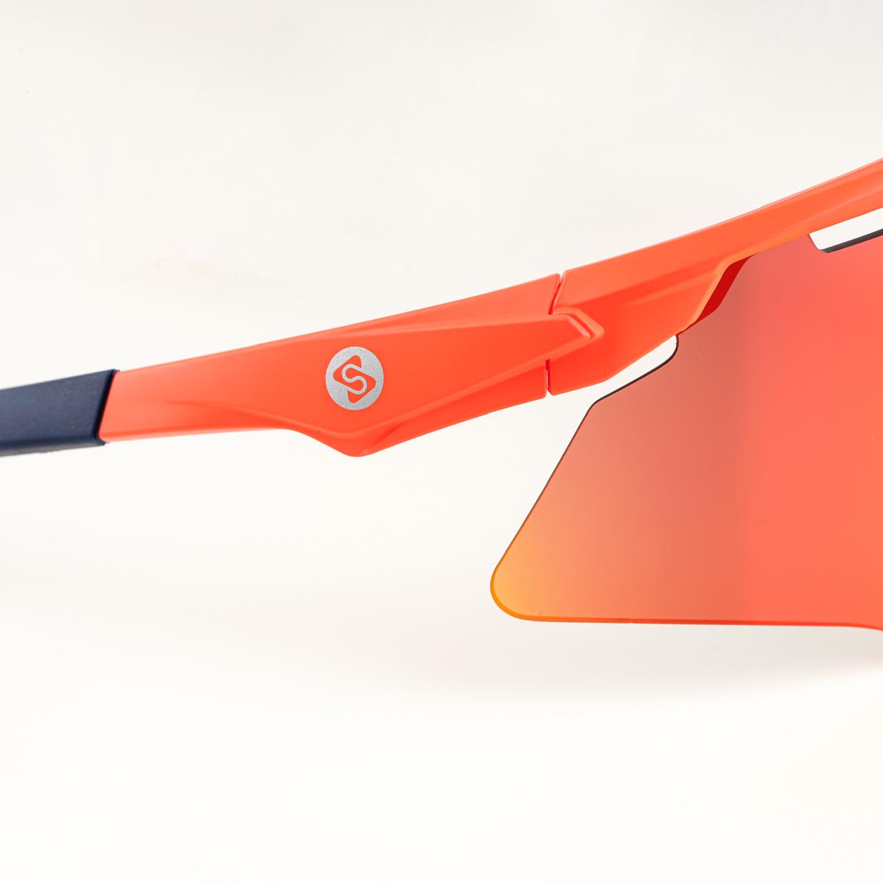 SASA M-Series Matte Orange Frame with Red Revo Lens Sports Sunglasses