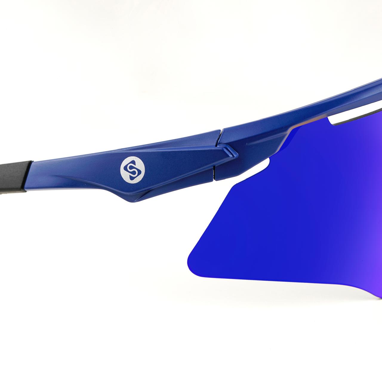 SASA M-Series Matte Navy Blue Frame with Blue Revo Lens Sports Sunglasses
