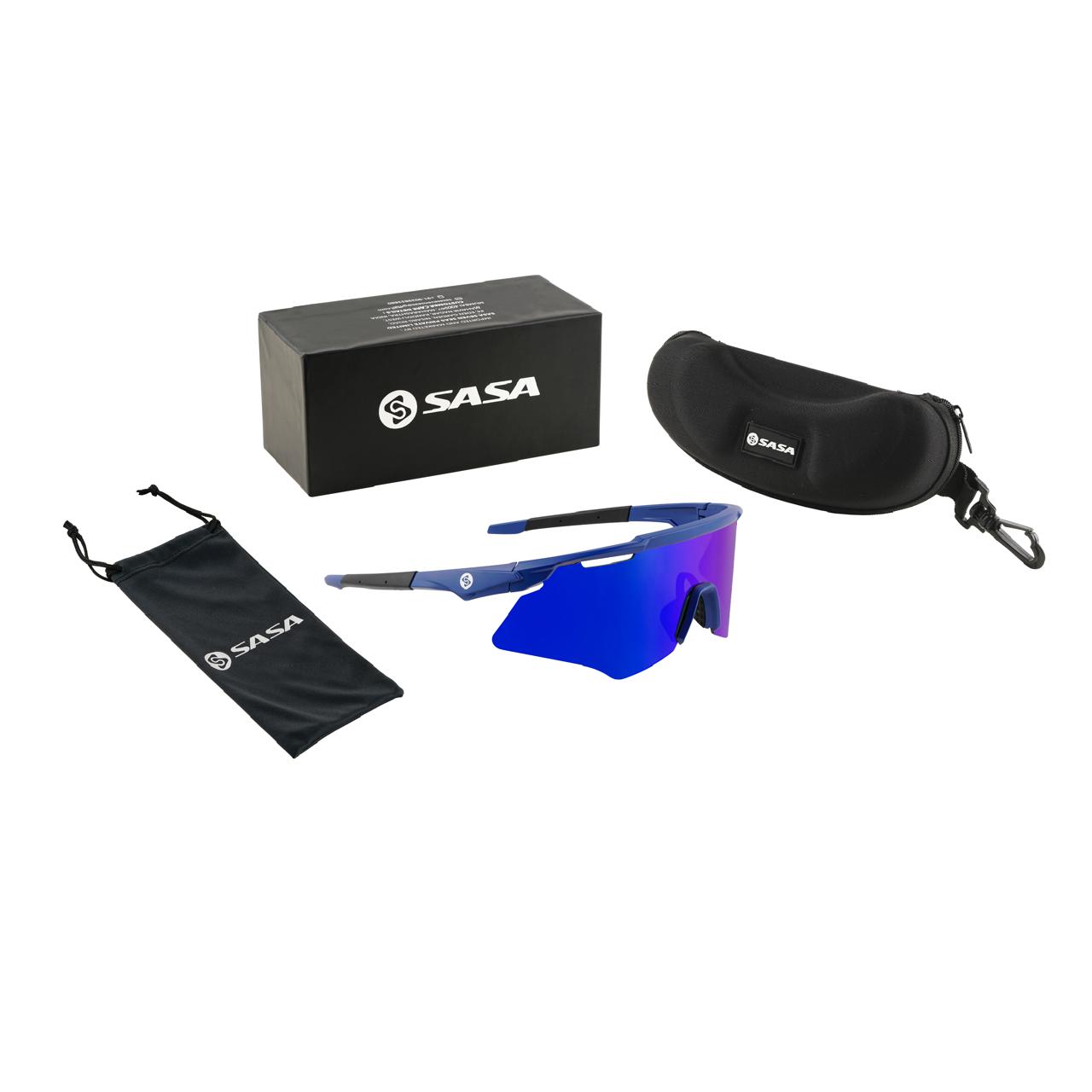SASA M-Series Matte Navy Blue Frame with Blue Revo Lens Sports Sunglasses