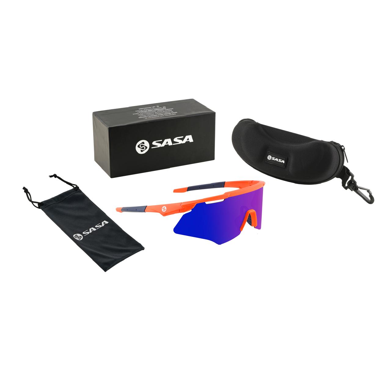 SASA M-Series Matte Orange Frame with Blue Revo Lens Sports Sunglasses