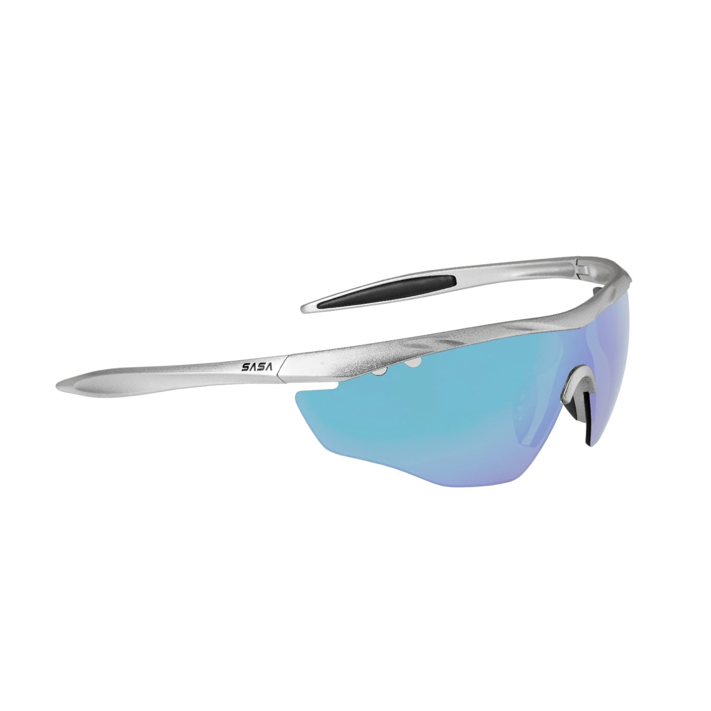 SASA Matte Silver Frame Ice Blue Revo Lens Sports Sunglasses