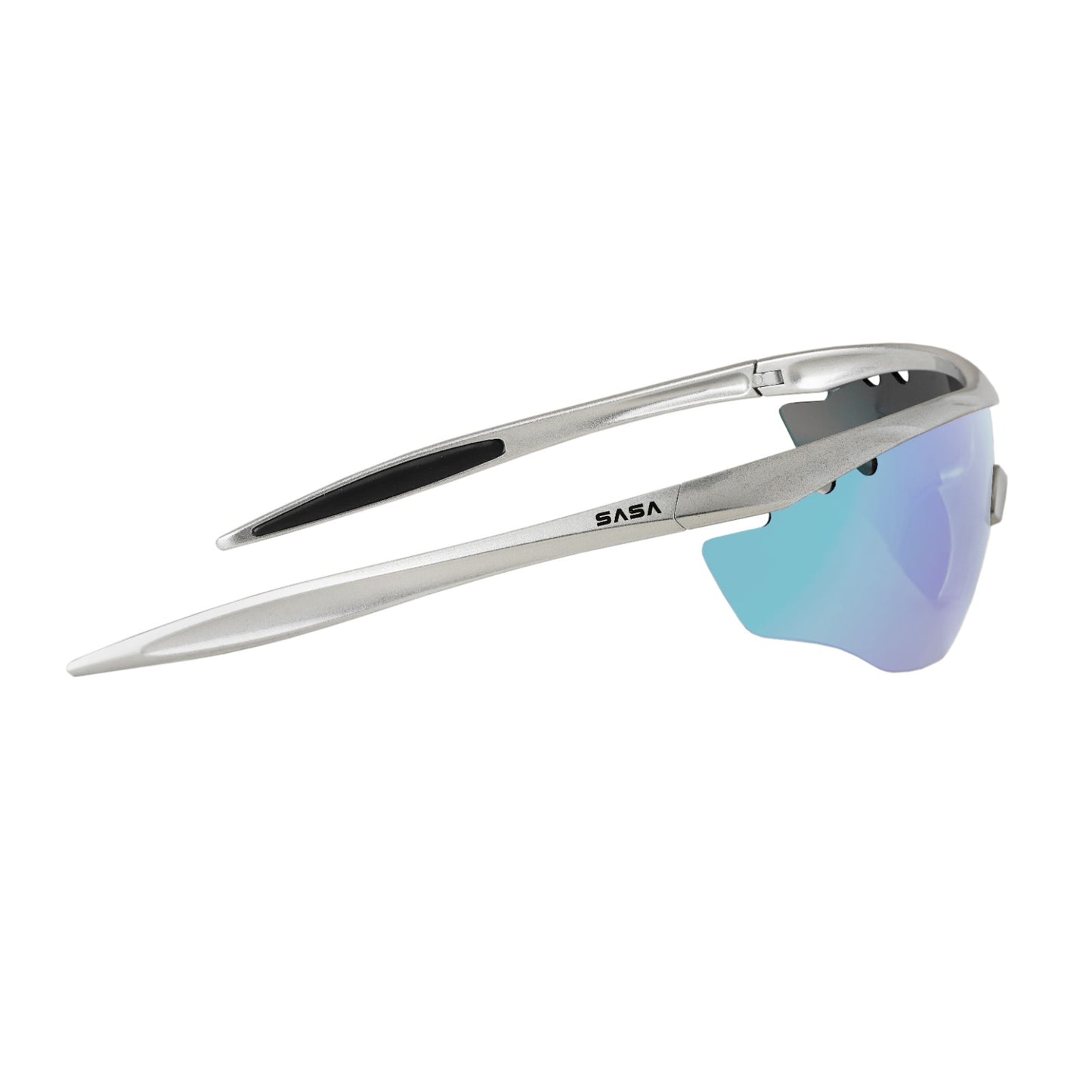 SASA Matte Silver Frame Ice Blue Revo Lens Sports Sunglasses