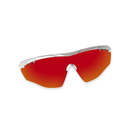 SASA Matte Silver Frame Red Revo Lens Hawkeye Sports Sunglasses