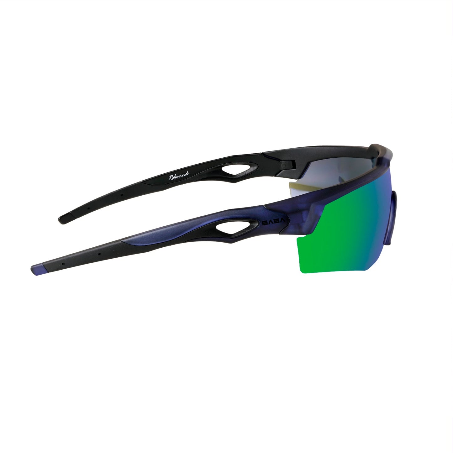 Rebound Translucent Blue Frame Green Revo Lens Sports Sunglasses