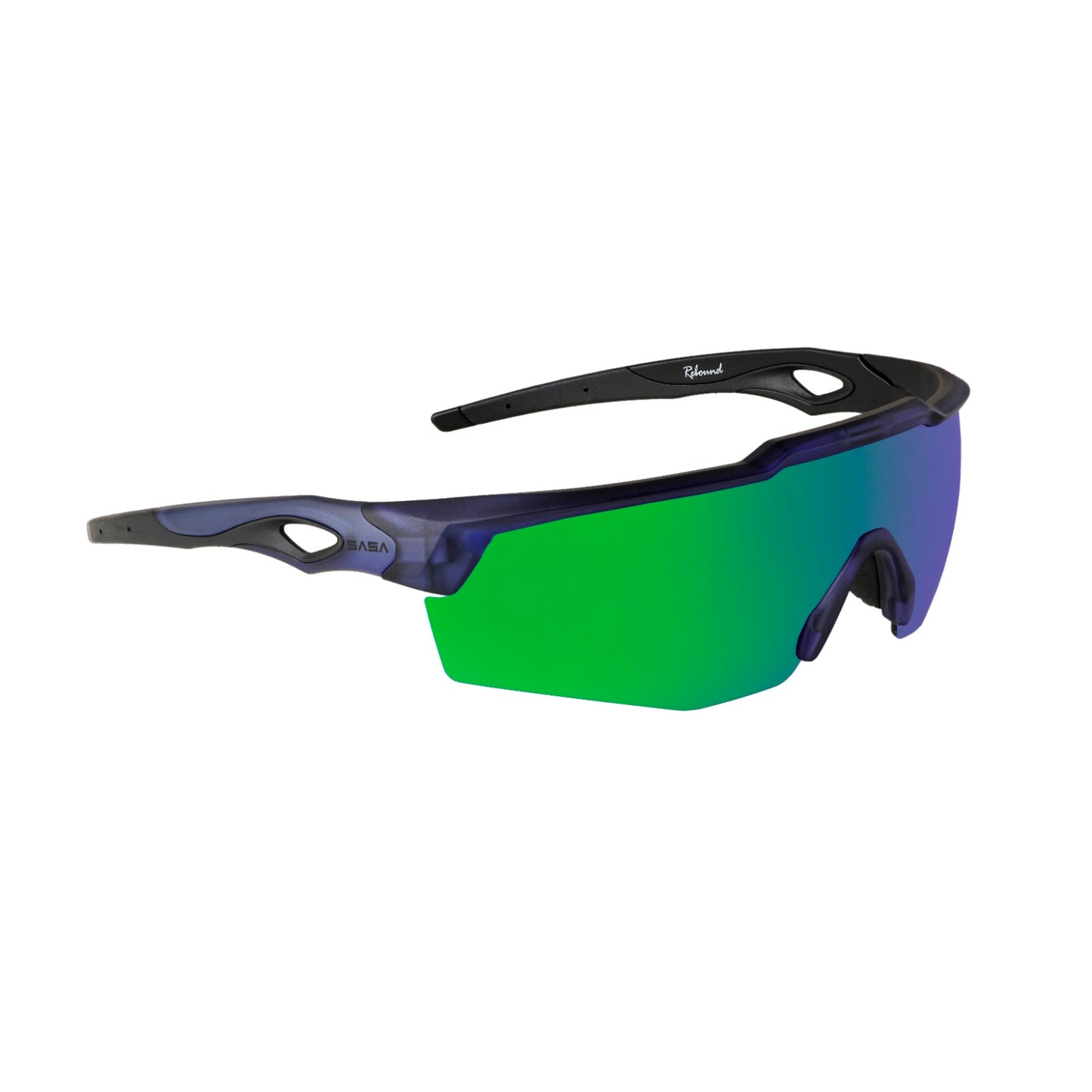 Rebound Translucent Blue Frame Green Revo Lens Sports Sunglasses