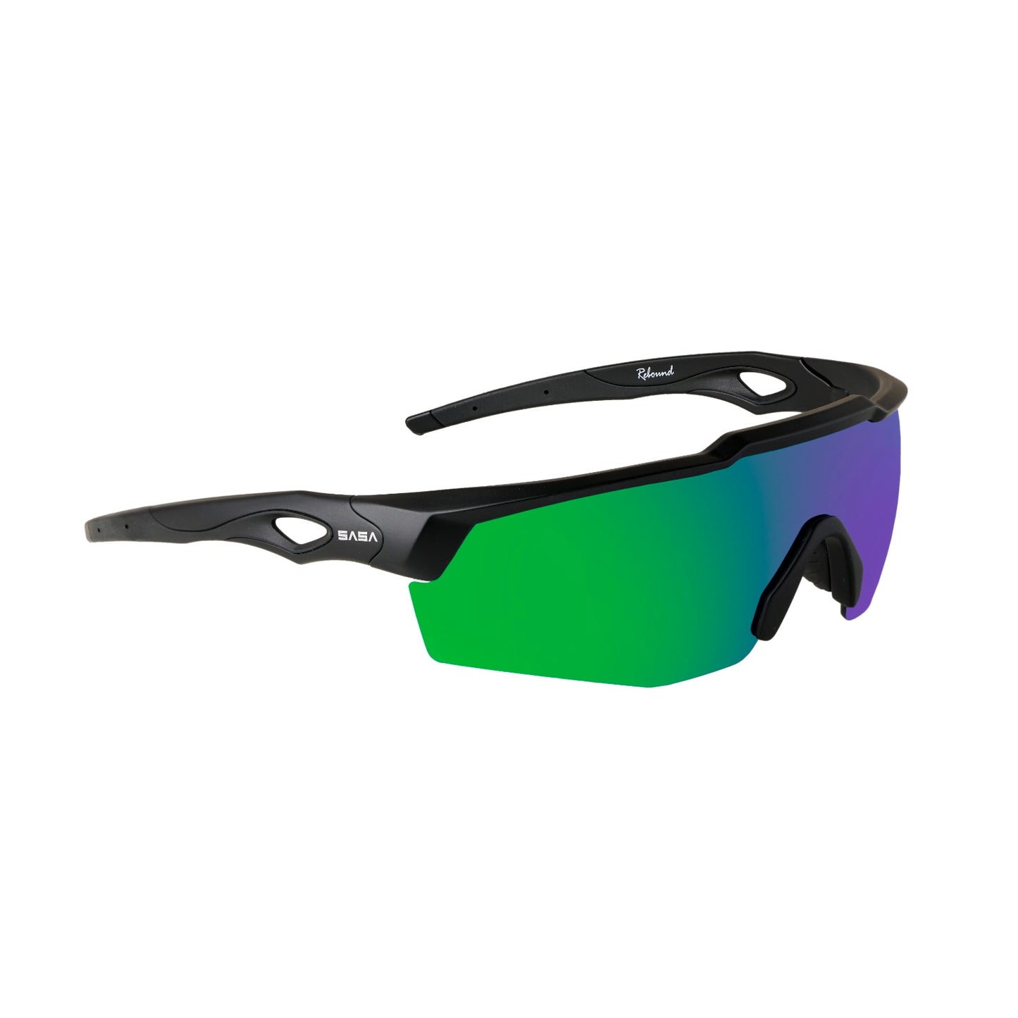 Rebound Matte Black Frame Green Revo Lens Sports Sunglasses