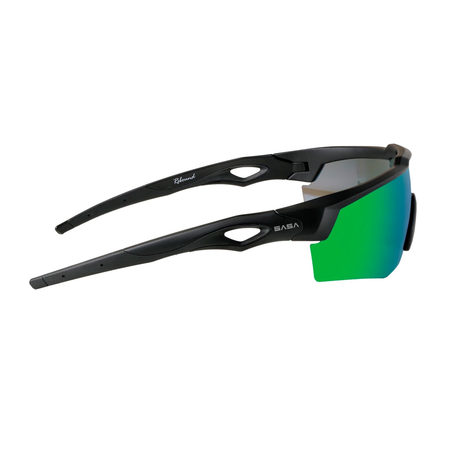 Rebound Matte Black Frame Green Revo Lens Sports Sunglasses