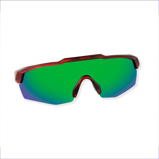 Rebound Translucent Red Frame Green Revo Lens Sports Sunglasses