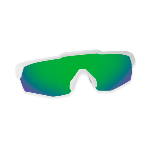 Rebound Matte White Frame Green Revo Lens Sports Sunglasses