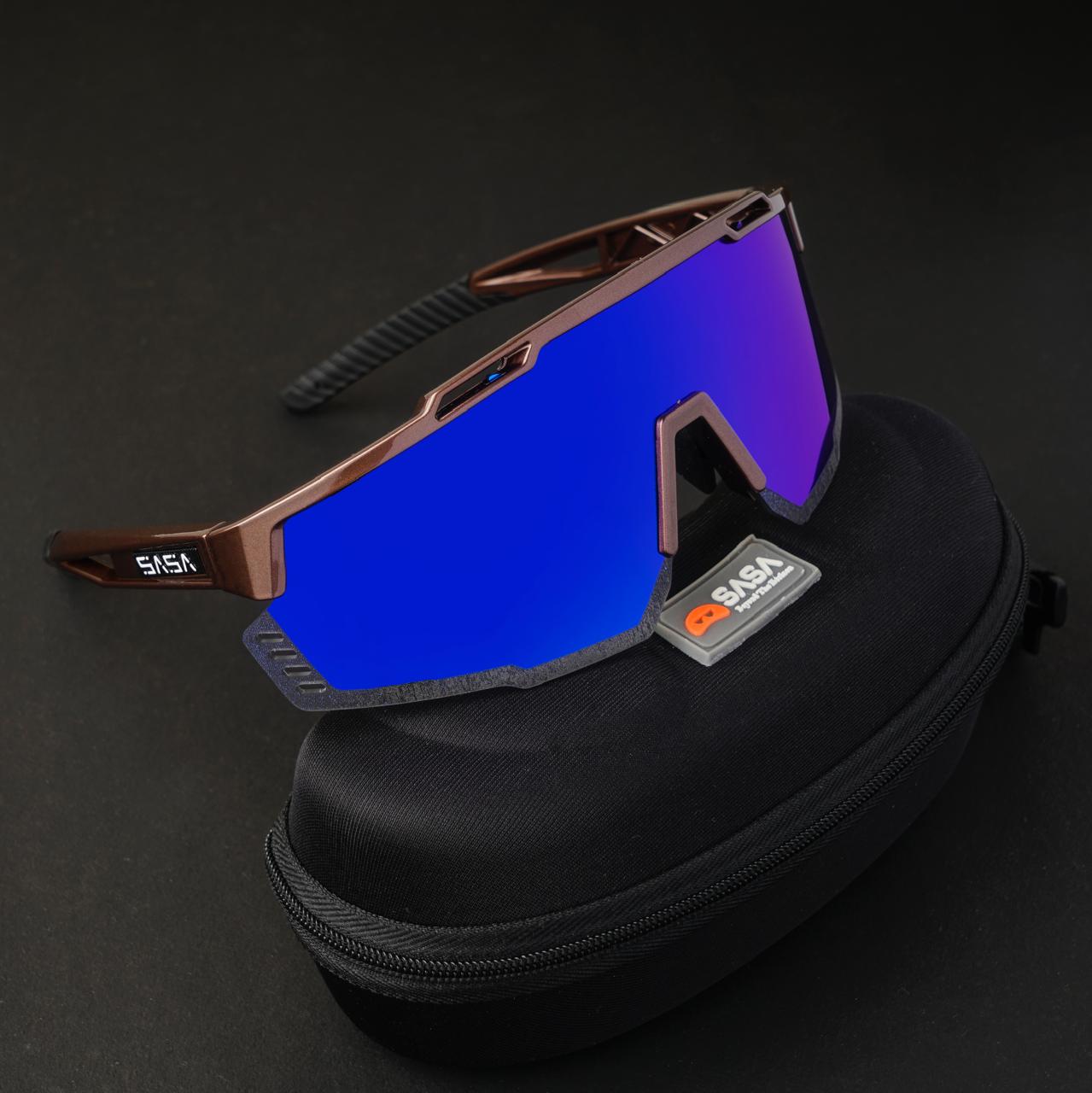 SASA Mercury Copper Frame Blue Revo Lens Sports Sunglasses