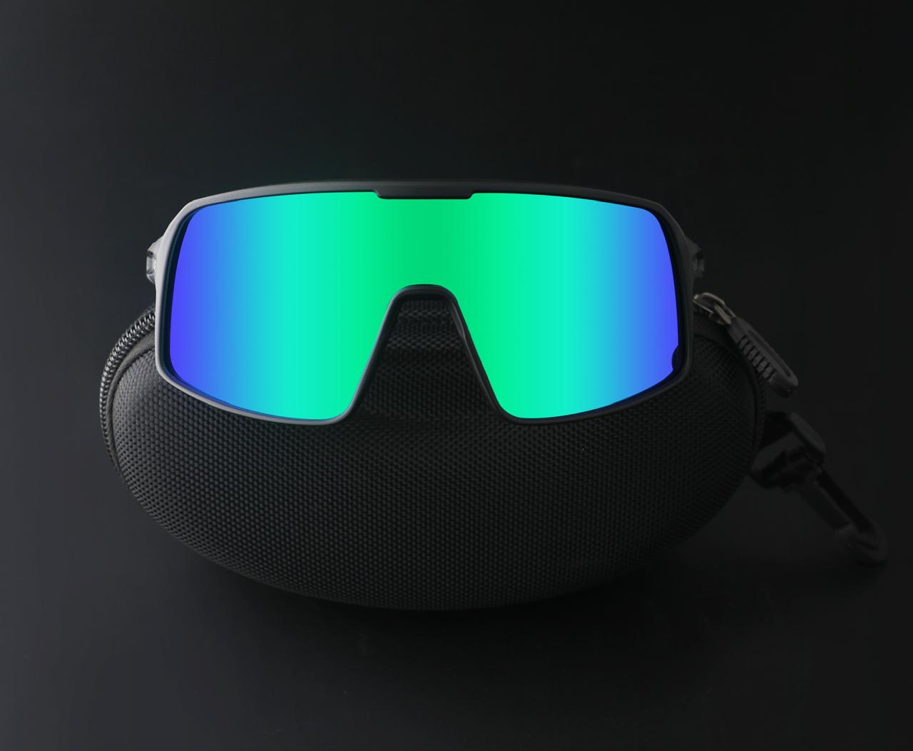 Omega Black Frame Green Revo Lens Sports Sunglasses