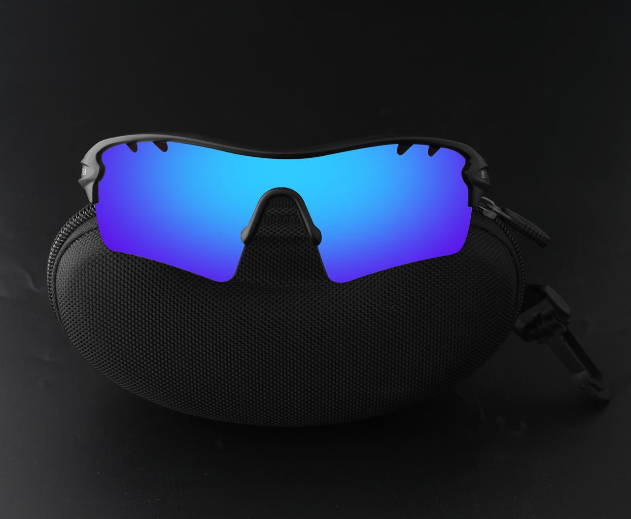 SASA Discovery Men's Black Frame Blue Lens Sports Sunglasses