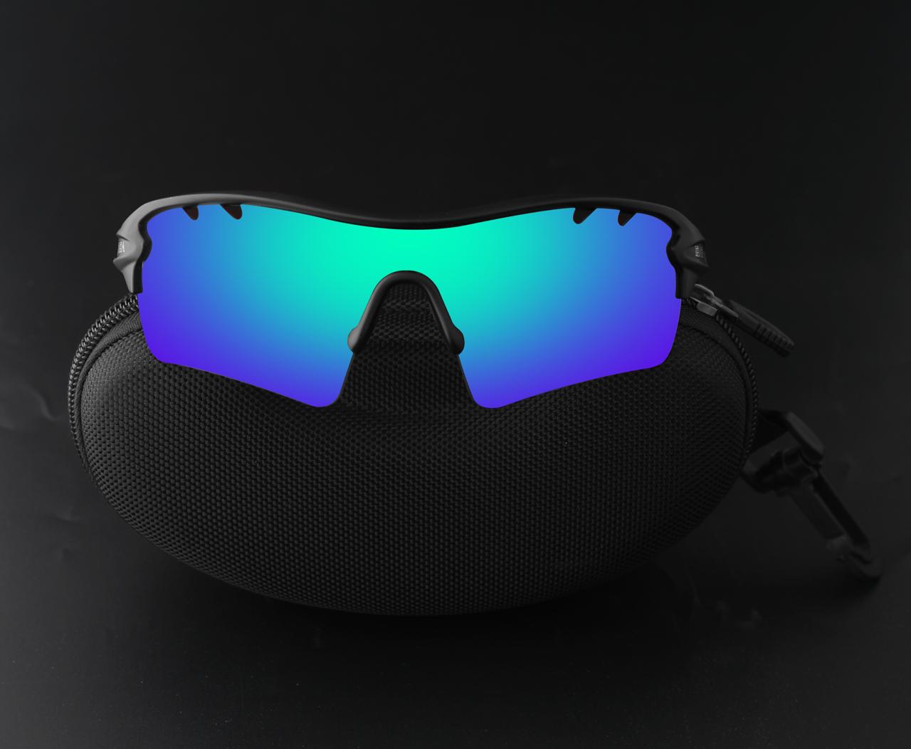 SASA Discover Men's Black Frame Green Lens Sports Sunglasses