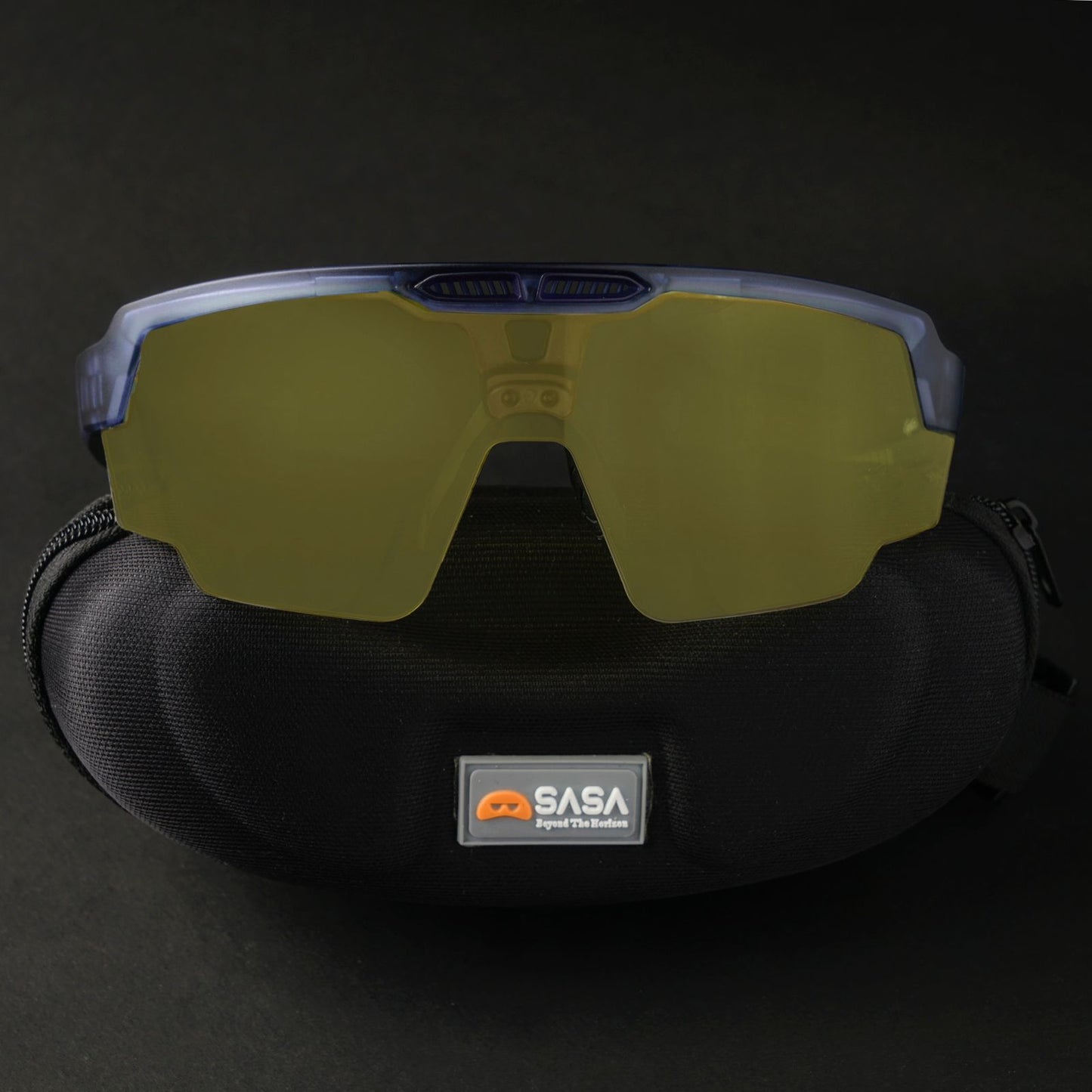 SASA Raptor Translucent Blue Frame Night Vision Lens Sports Sunglasses