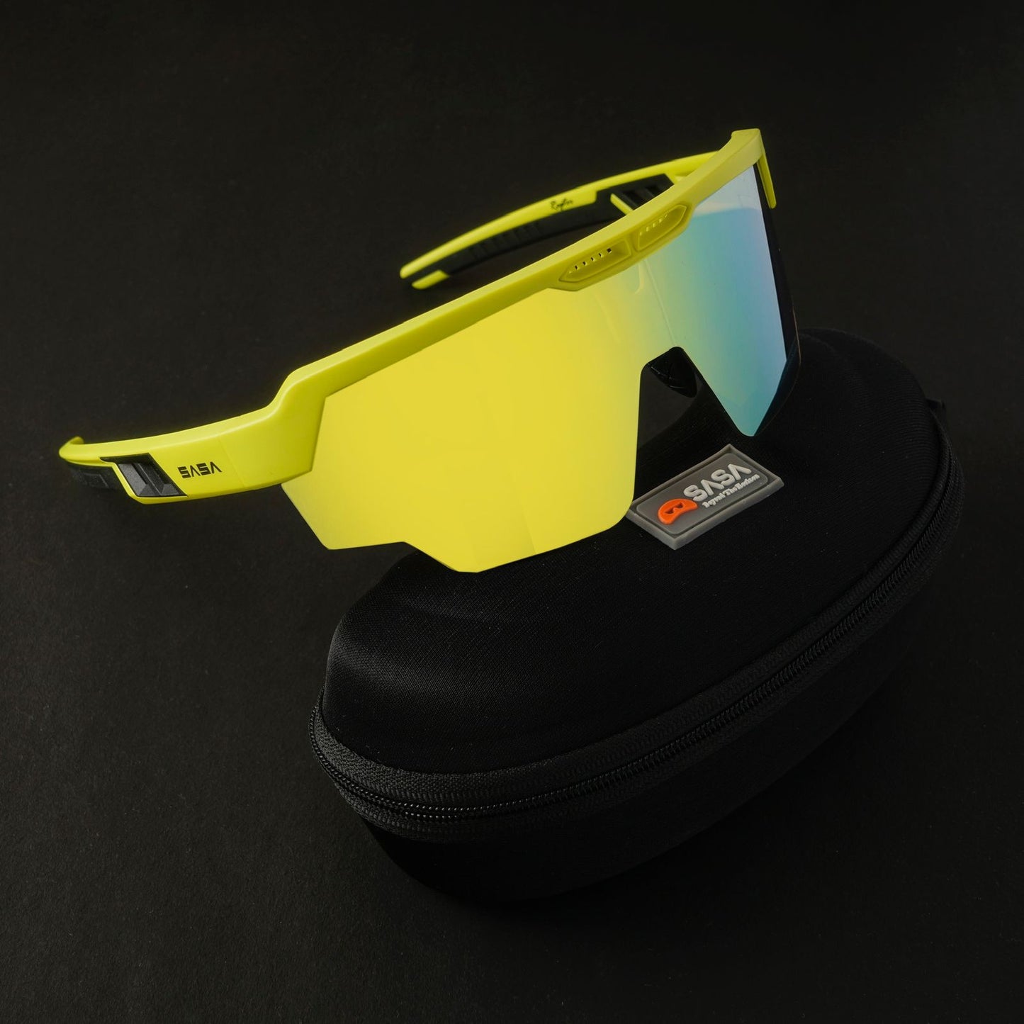 SASA Raptor Neon Yellow Frame Yellow Revo Lens Sports Sunglasses
