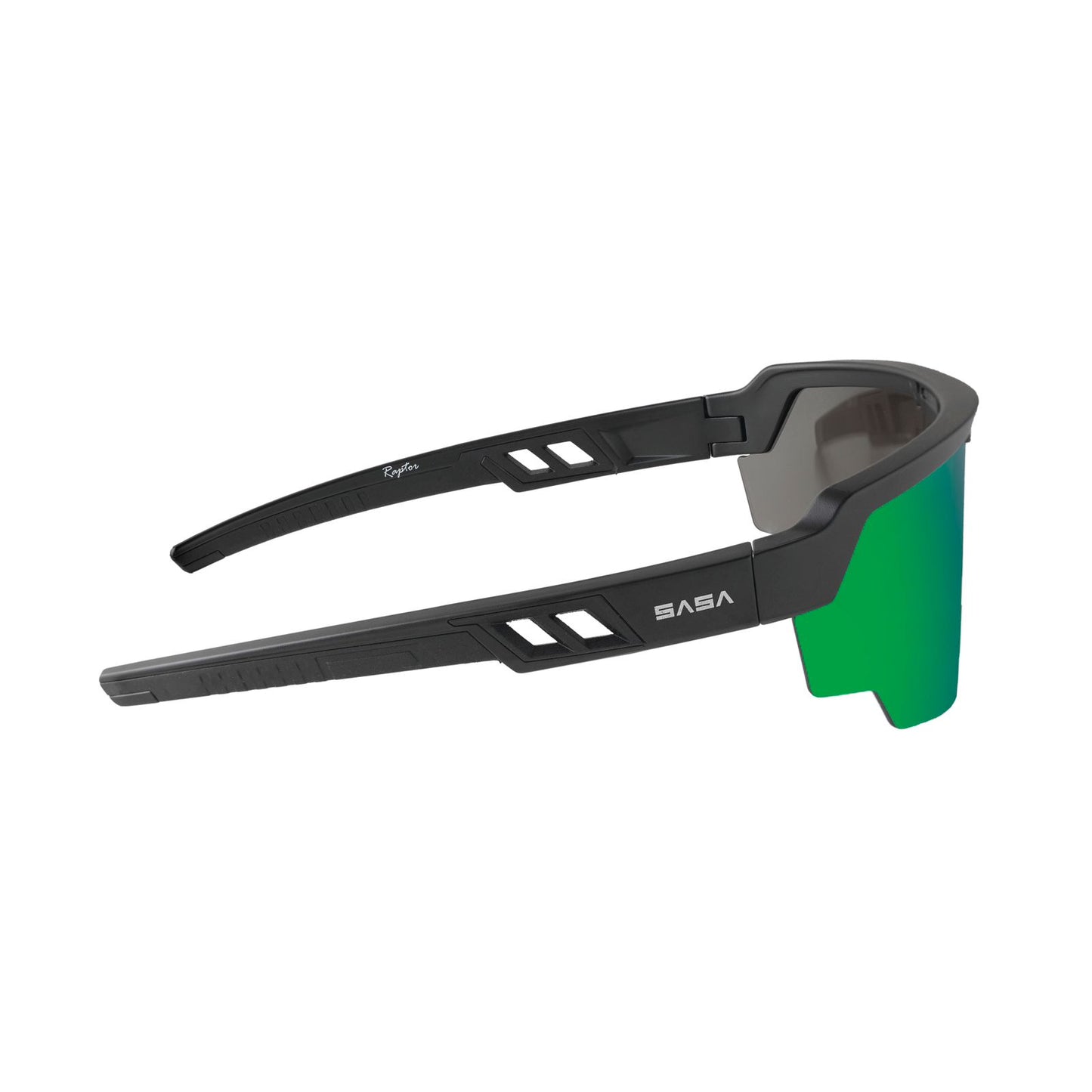 SASA Raptor Matte Black Frame Green Revo Lens Sports Sunglasses